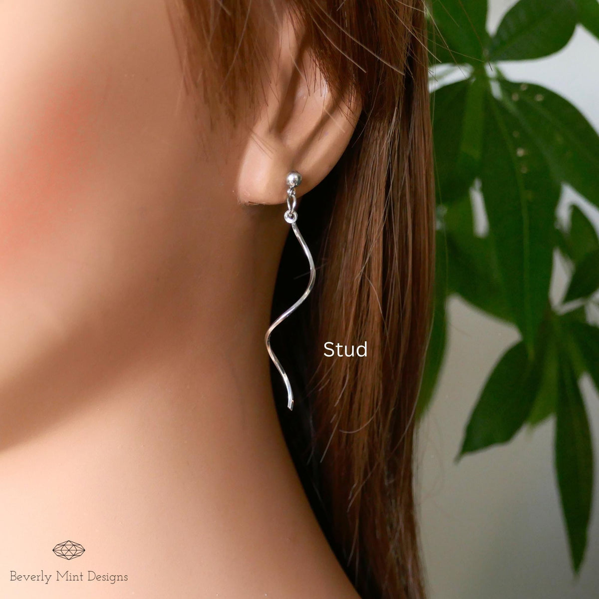 Silver Twirl Earrings, Silver Drop Earrings, Minimalist Silver Earrings, Wavy Earrings, Spiral Earrings