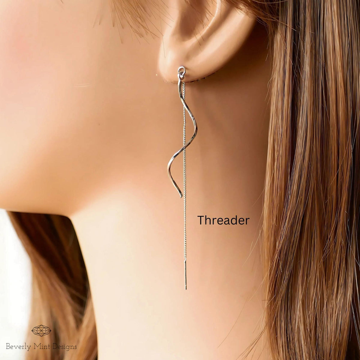 Silver Twirl Earrings, Silver Drop Earrings, Minimalist Silver Earrings, Wavy Earrings, Spiral Earrings