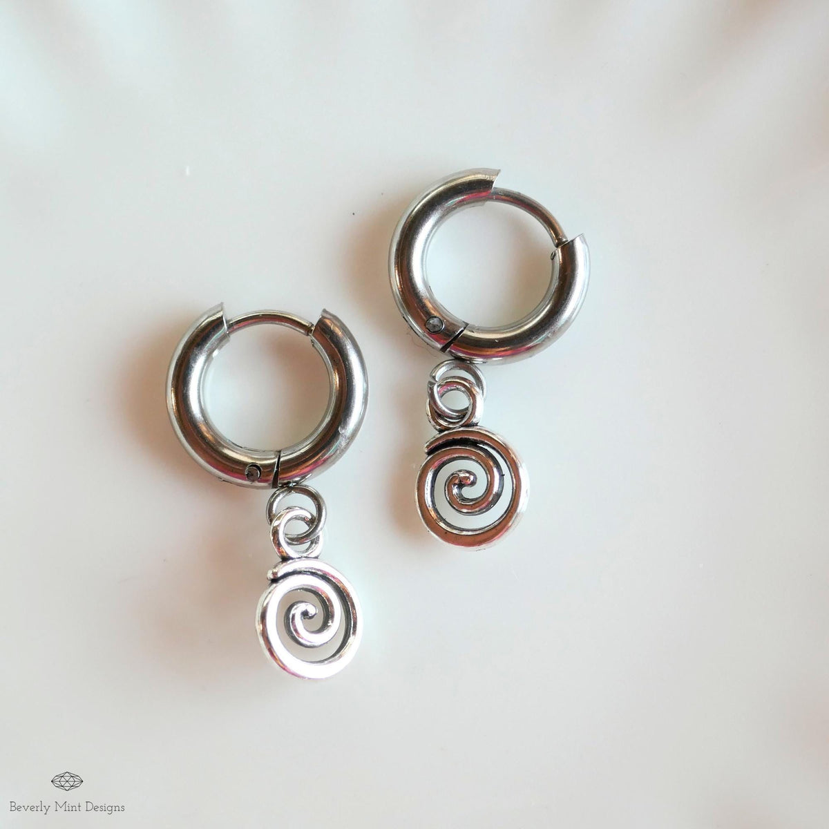 Silver Spiral Earrings, Small Dangle Swirl Earrings, Minimalist Boho Jewelry, Celtic Inspired, Everyday Earrings Gift