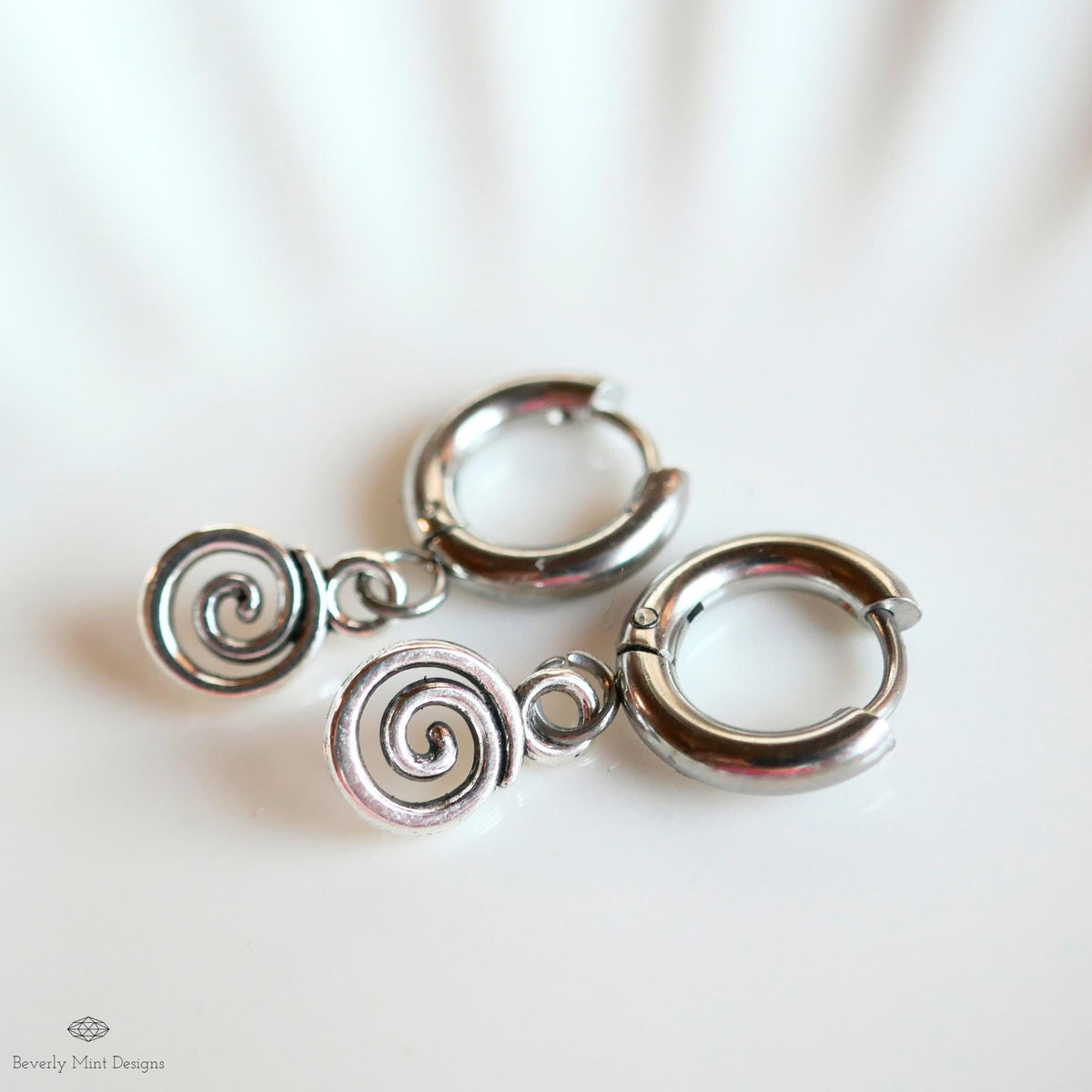 Silver Spiral Earrings, Small Dangle Swirl Earrings, Minimalist Boho Jewelry, Celtic Inspired, Everyday Earrings Gift