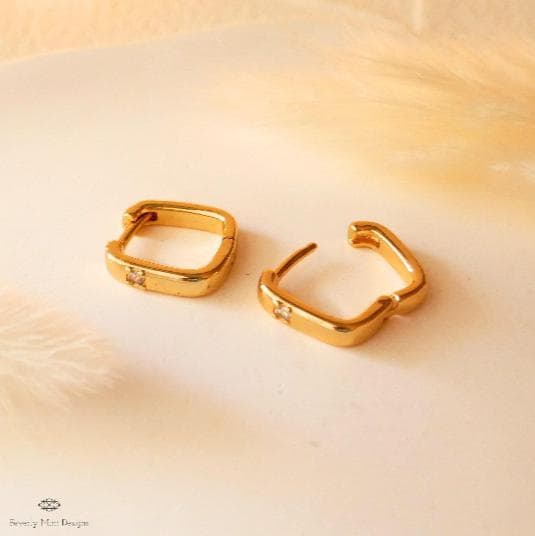 Huggie Earrings Gold Dainty Earrings,14K Gold Plated, Square Earrings, Minimalist Earrings, Simple Gold Earrings