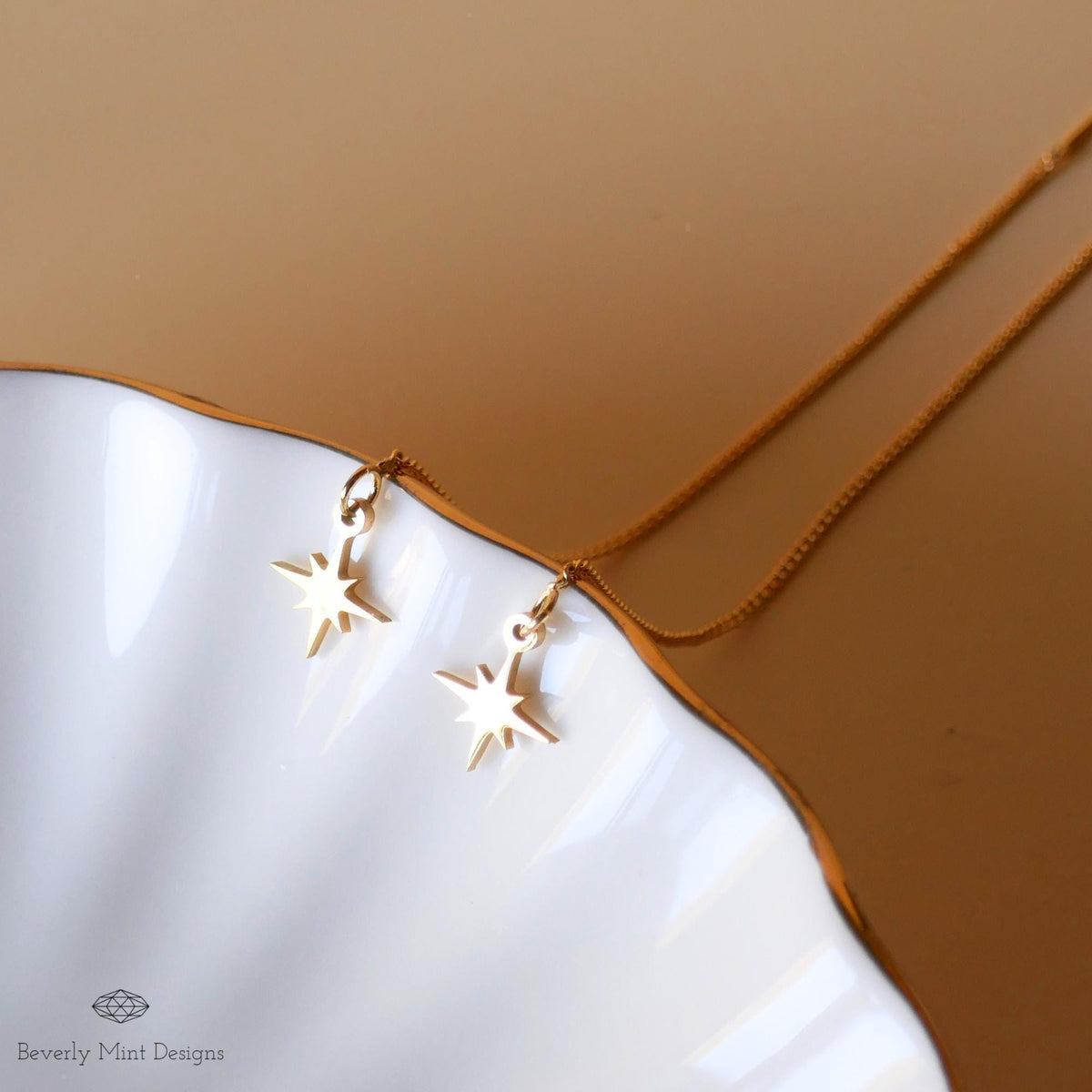 Starburst Threader Earrings, Minimalist 18K Gold Earrings, Dainty Star Earrings, Sensitive Ear & Clip-On Options