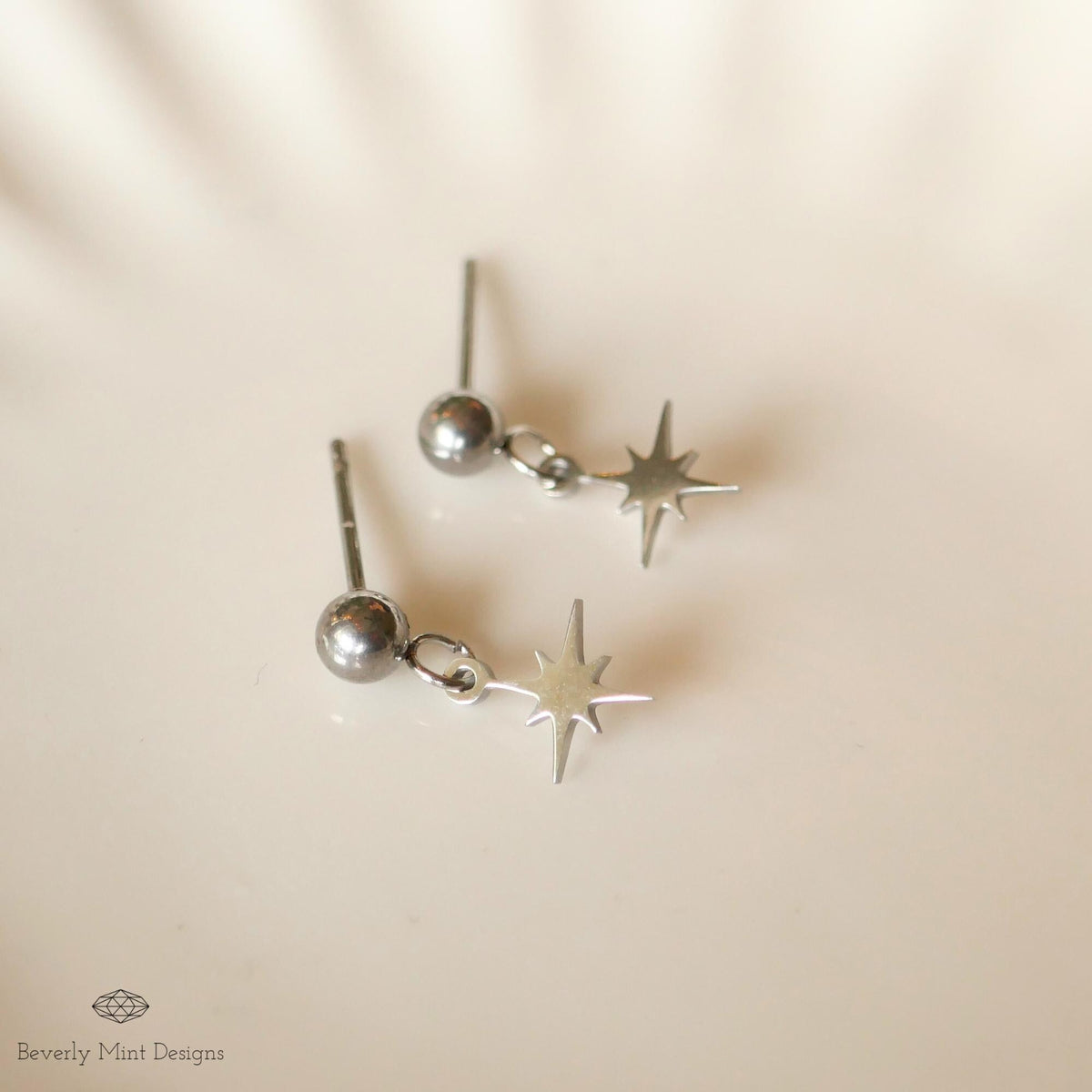Starburst Stud Earrings, Minimalist Star Drop Earrings, Dainty Silver Studs for Women, Celestial Jewelry Gift, Tiny Star Earrings