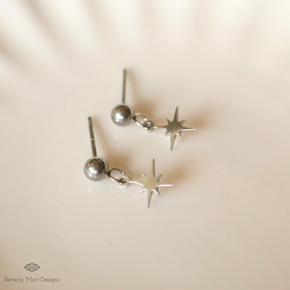 Starburst Stud Earrings, Minimalist Star Drop Earrings, Dainty Silver Studs for Women, Celestial Jewelry Gift, Tiny Star Earrings