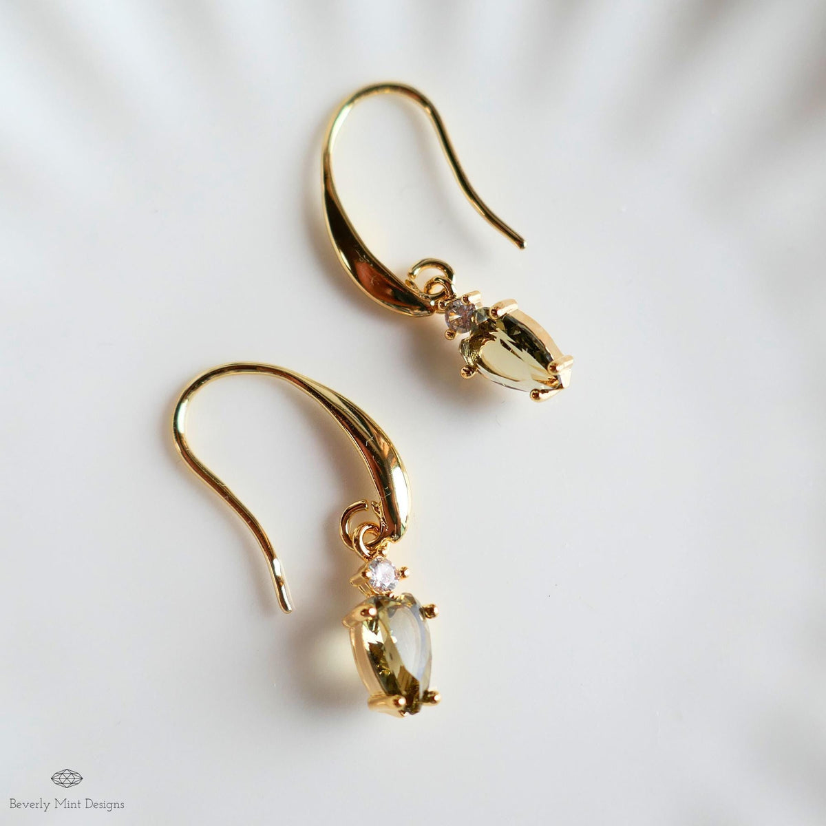 Brown Stone Earrings, Elegant Heart Drop Earrings, Gold Dangle Earrings, Dainty Gold Jewelry, Sensitive Ear & Clip-On Options
