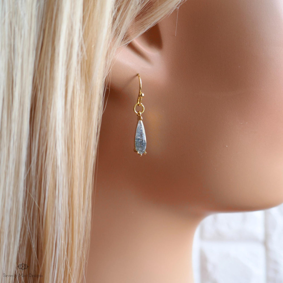 Teardrop Sparkle Earrings, Gray Dangle Earrings Gold Drop Earrings Grey Dainty Glitter Jewelry Bridesmaid, Sensitive Ear & Clip-On Options