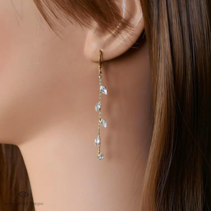 Gold Leaf Earrings, Leaves Earrings, 18K Gold Long Dangle Earrings, Leafy Earrings, Bridesmaid Jewelry, Sensitive Ear & Clip-On Options
