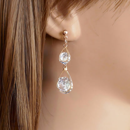 Rose Gold Drop Earrings, Dangle Earrings Rose Gold, Crystal Dangle Earrings, Rose gold Teardrop Earrings, Bridesmaids Jewelry, Wedding Gift