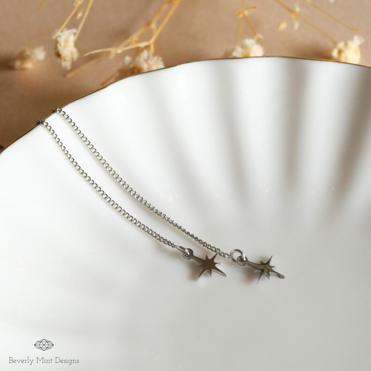 Dainty Star Threader Earrings, Starburst Earrings, Minimalist Celestial Jewelry, D, Sensitive Ear & Clip-On Options
