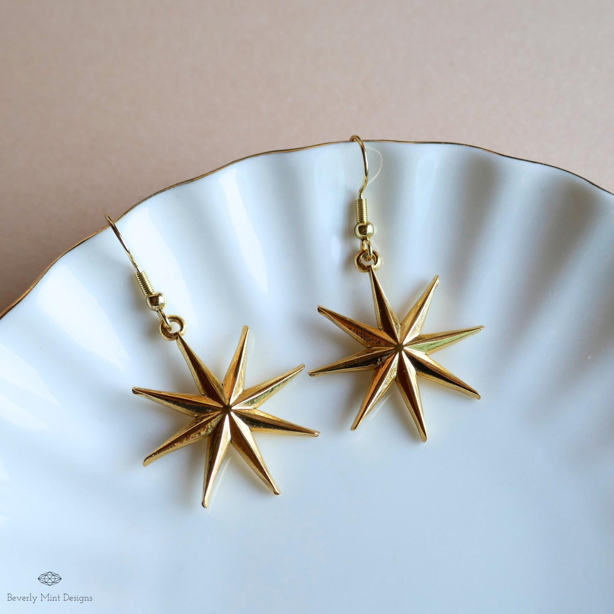 Gold Star Earrings, Statement Earrings, Boho Festival Jewelry, Astrology , Star Dangle Earrings, Sensitive Ear & Clip-On Options
