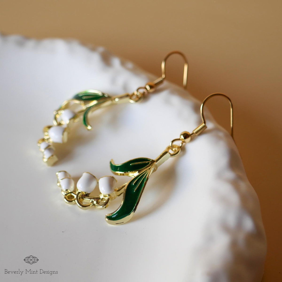 White Lily Of The Valley Flower Earrings, Floral Dangle and Drop Earrings, Birth Flower for May, Sensitive Ear & Clip-On Options