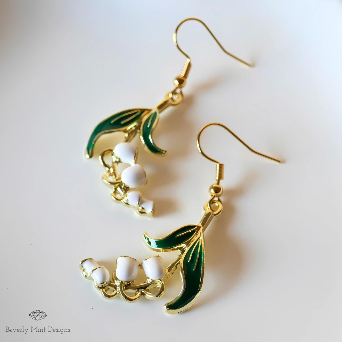 White Lily Of The Valley Flower Earrings, Floral Dangle and Drop Earrings, Birth Flower for May, Sensitive Ear & Clip-On Options
