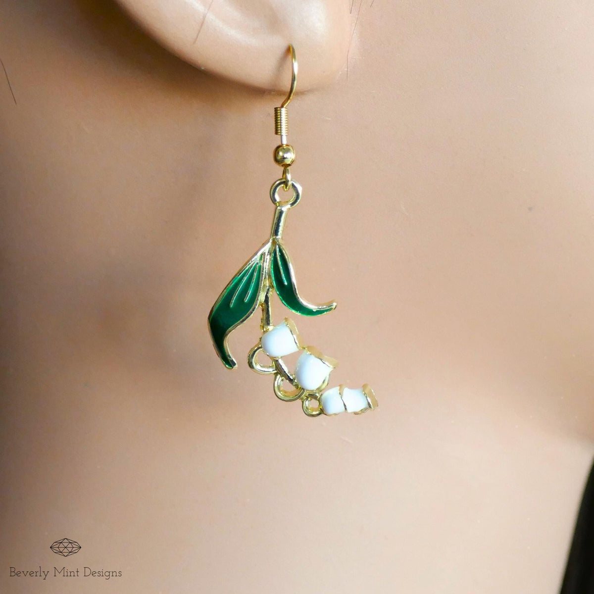 White Lily Of The Valley Flower Earrings, Floral Dangle and Drop Earrings, Birth Flower for May, Sensitive Ear & Clip-On Options