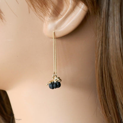 Halloween Pumpkin Earrings, Cute Pumpkin Earrings, Black Earrings, Fun Halloween Accessories, Sensitive Ear & Clip-On Options
