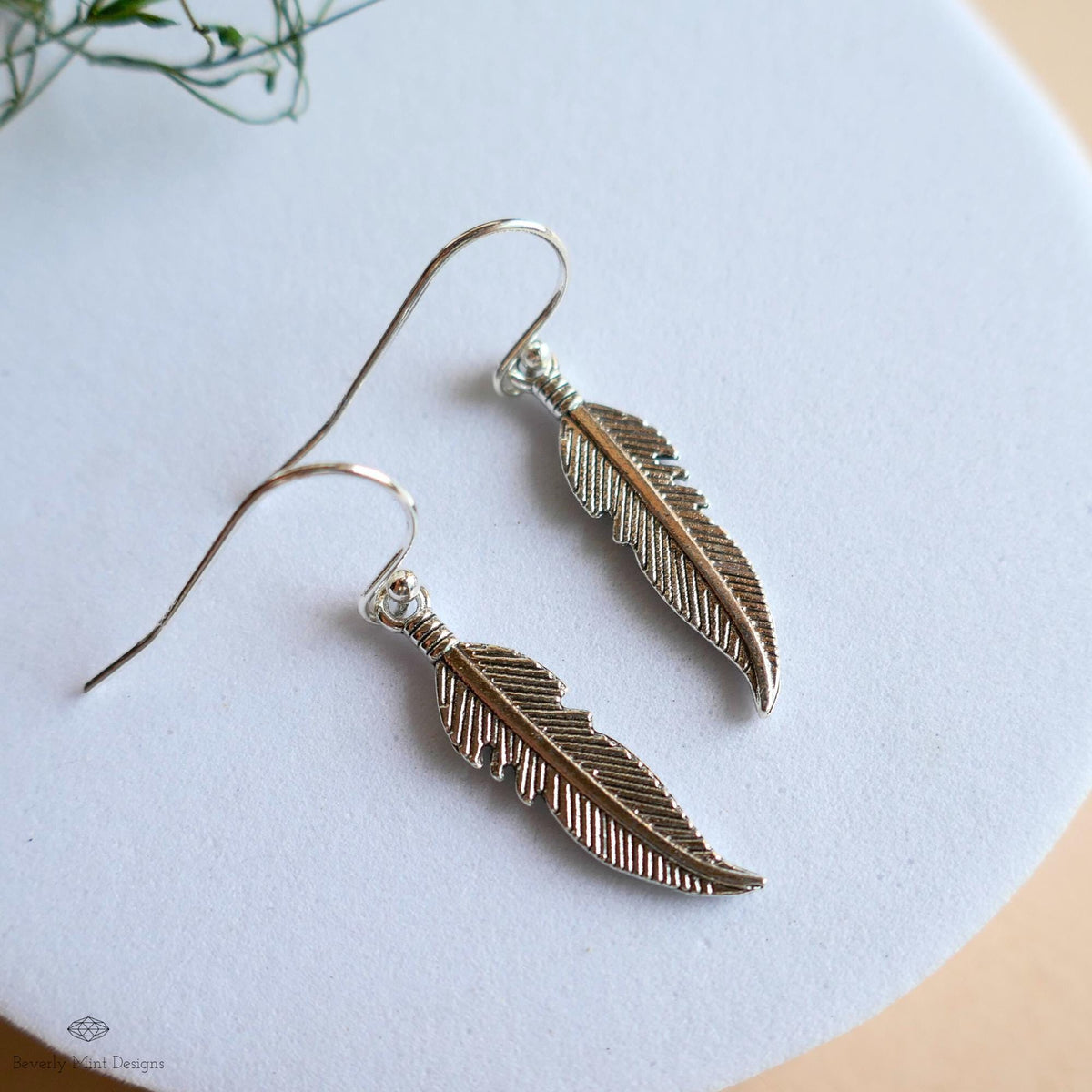 Silver Feather Earrings, Dainty Boho Dangle, Lightweight Hook Earrings, Nature Inspired Jewelry, Minimalist, Sensitive Ear & Clip-On Options