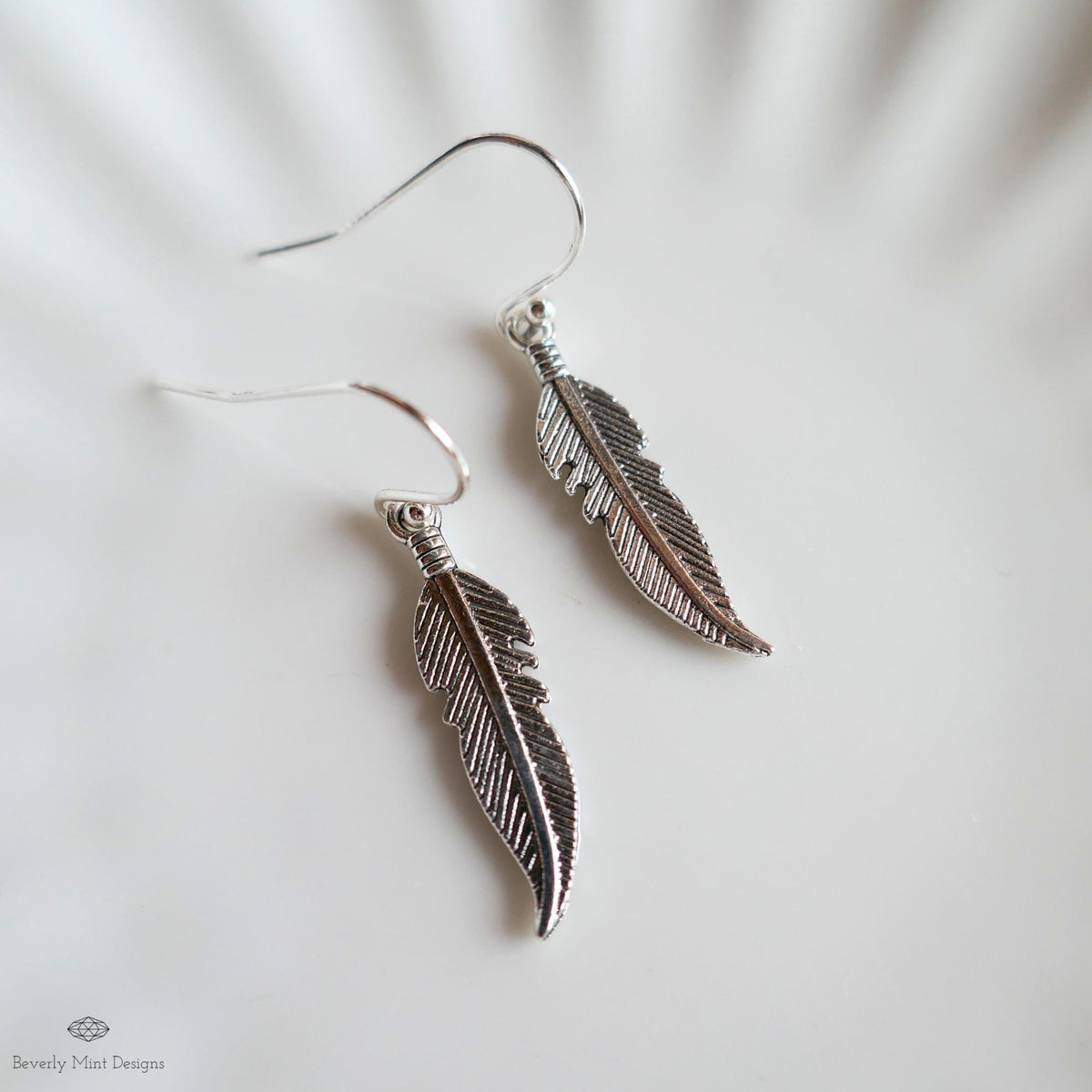 Silver Feather Earrings, Dainty Boho Dangle, Lightweight Hook Earrings, Nature Inspired Jewelry, Minimalist, Sensitive Ear & Clip-On Options
