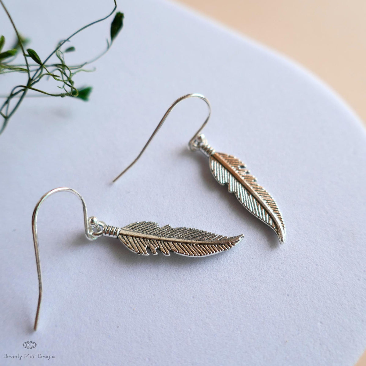 Silver Feather Earrings, Dainty Boho Dangle, Lightweight Hook Earrings, Nature Inspired Jewelry, Minimalist, Sensitive Ear & Clip-On Options