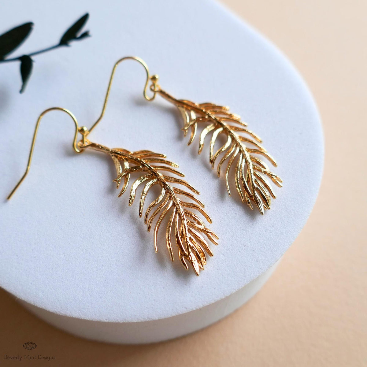 Gold Feather Earrings, Dainty Boho Dangle, Lightweight Hook Earrings, Nature Inspired Jewelry, Minimalist, Sensitive Ear & Clip-On Options