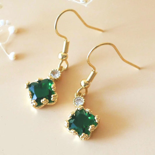 Emerald Green Small Charm Earrings, Green Earrings, Drop & Dangle Earrings, Minimalist Jewelry, Bridesmaids Gift, Anniversary Gift