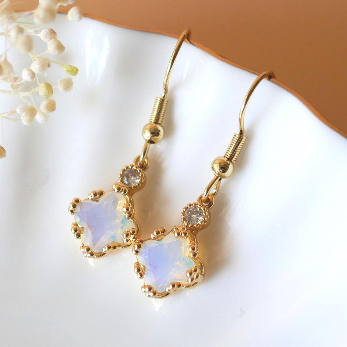 18K Gold Dainty Charm Earrings, Minimalist Earrings, Drop & Dangle Earrings, Minimalist Jewelry, Bridesmaids Gift, Anniversary Gift