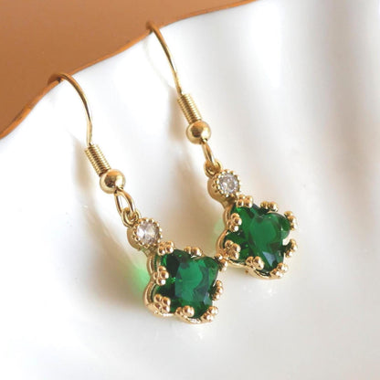 Emerald Green Small Charm Earrings, Green Earrings, Drop & Dangle Earrings, Minimalist Jewelry, Bridesmaids Gift, Anniversary Gift