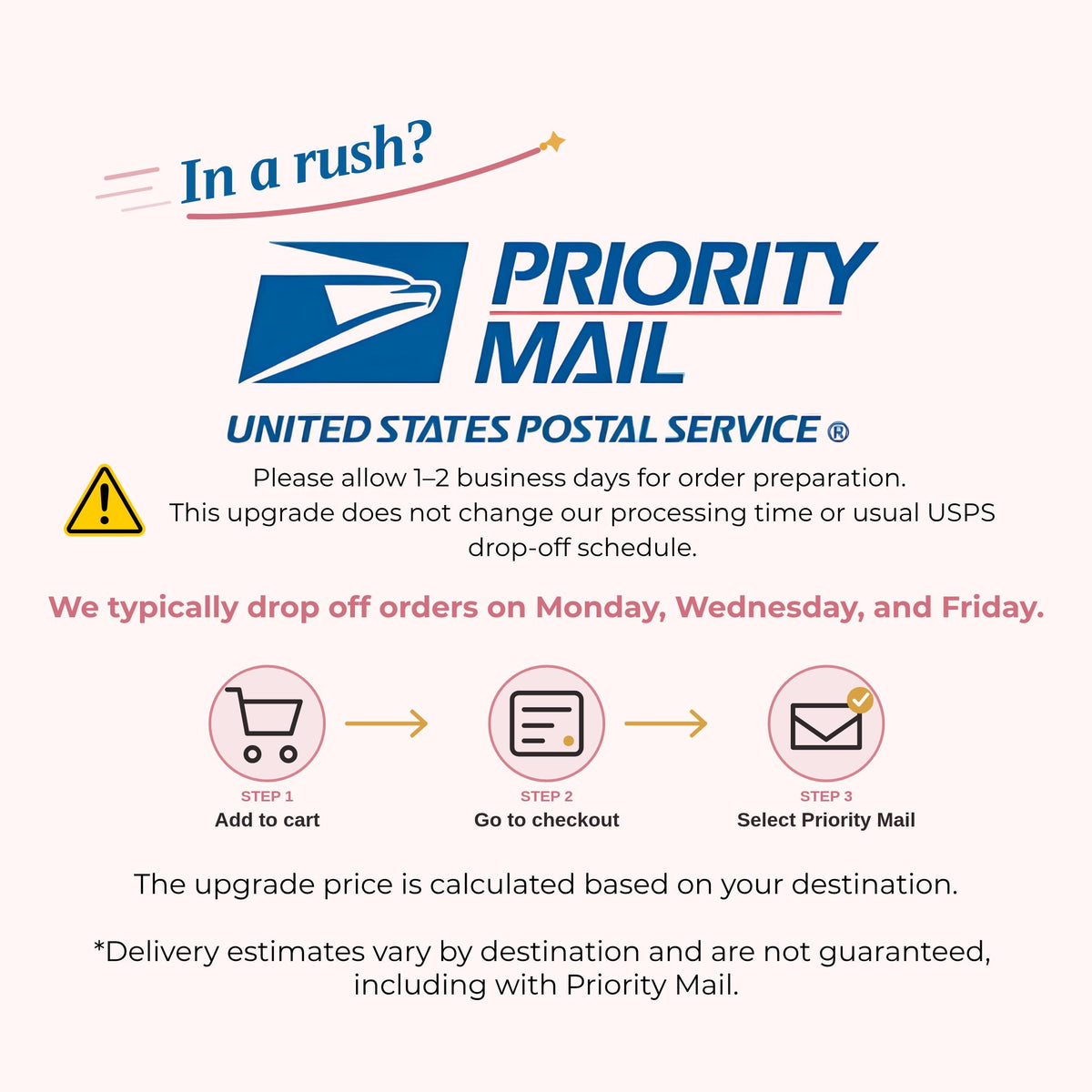 Priority Mail upgrade available at checkout
