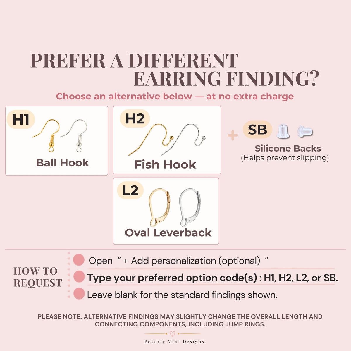Free finding alternatives for earrings with standard L1 round leverbacks