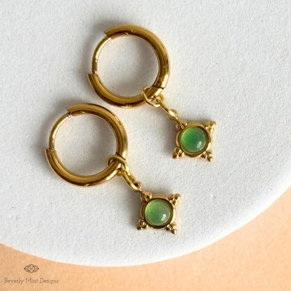 Vintage Style Hoop Earrings 18K Gold, Huggie Earrings, Minimalist Earrings Gold Hoop Dangle Earrings, Boho Jewelry, Unique Gift
