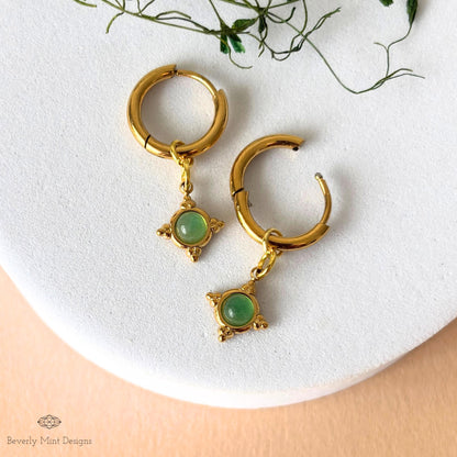 Vintage Style Hoop Earrings 18K Gold, Huggie Earrings, Minimalist Earrings Gold Hoop Dangle Earrings, Boho Jewelry, Unique Gift