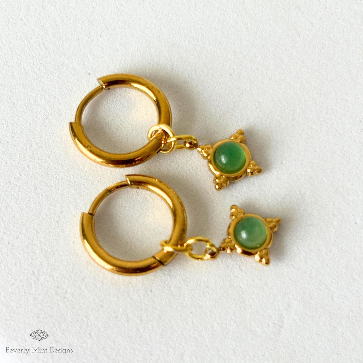 Vintage Style Hoop Earrings 18K Gold, Huggie Earrings, Minimalist Earrings Gold Hoop Dangle Earrings, Boho Jewelry, Unique Gift