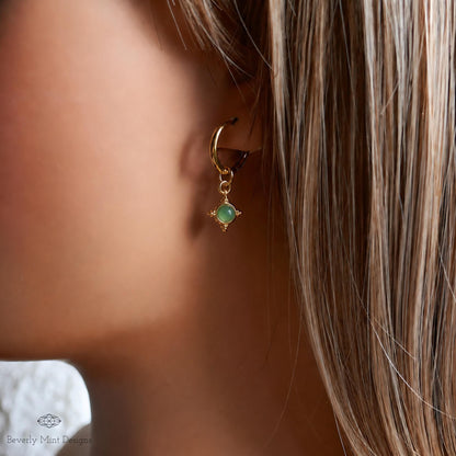 Vintage Style Hoop Earrings 18K Gold, Huggie Earrings, Minimalist Earrings Gold Hoop Dangle Earrings, Boho Jewelry, Unique Gift