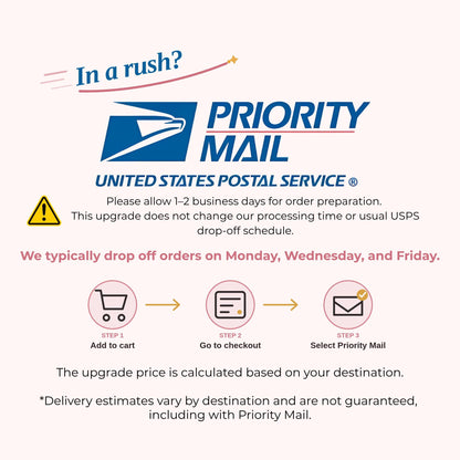 Priority Mail upgrade available at checkout