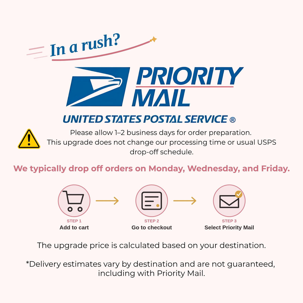Priority Mail upgrade available at checkout