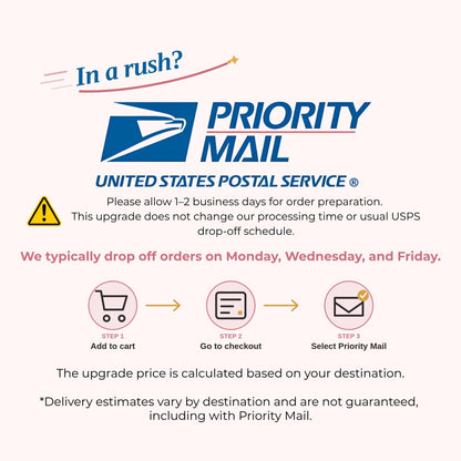 Priority Mail upgrade available at checkout