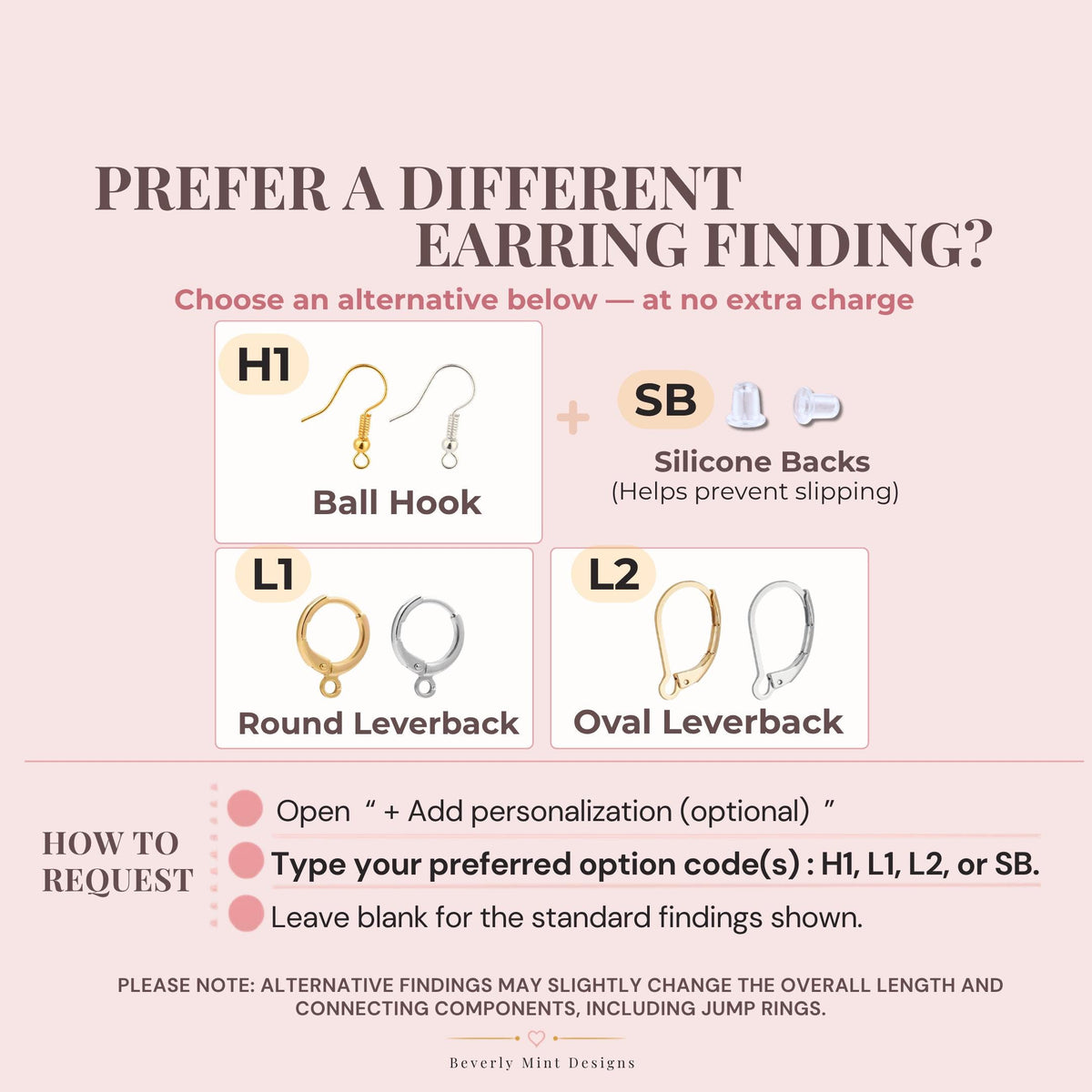 Free finding alternatives for earrings with standard H2 fish hooks