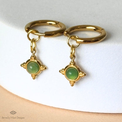 Vintage Style Hoop Earrings 18K Gold, Huggie Earrings, Minimalist Earrings Gold Hoop Dangle Earrings, Boho Jewelry, Unique Gift
