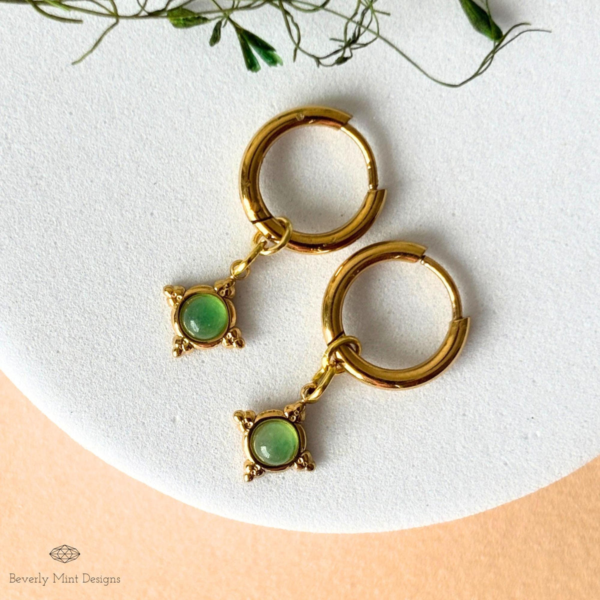 Vintage Style Hoop Earrings 18K Gold, Huggie Earrings, Minimalist Earrings Gold Hoop Dangle Earrings, Boho Jewelry, Unique Gift