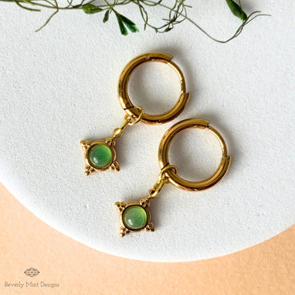 Vintage Style Hoop Earrings 18K Gold, Huggie Earrings, Minimalist Earrings Gold Hoop Dangle Earrings, Boho Jewelry, Unique Gift