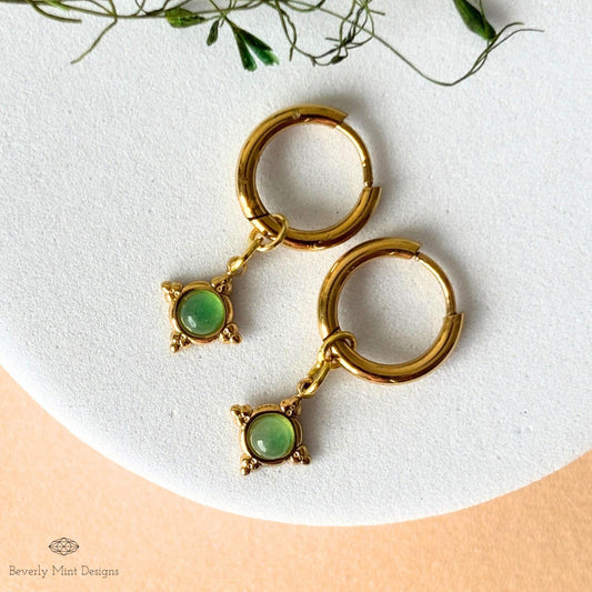 Vintage Style Hoop Earrings 18K Gold, Huggie Earrings, Minimalist Earrings Gold Hoop Dangle Earrings, Boho Jewelry, Unique Gift